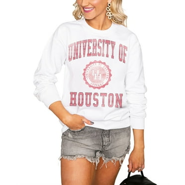 Women's White Houston Cougars  Seal of Approval Oversized Perfect Pullover Sweatshirt