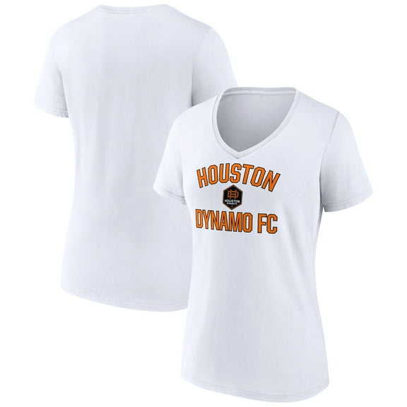 Women's White Houston Dynamo FC Victory Arch Logo V-Neck T-Shirt