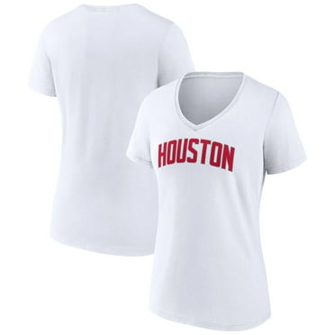 Women's White Houston Rockets Wordmark V-Neck T-Shirt