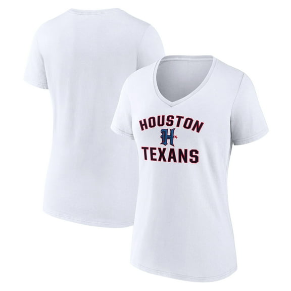 Women's White Houston Texans Secondary Logo V-Neck T-Shirt