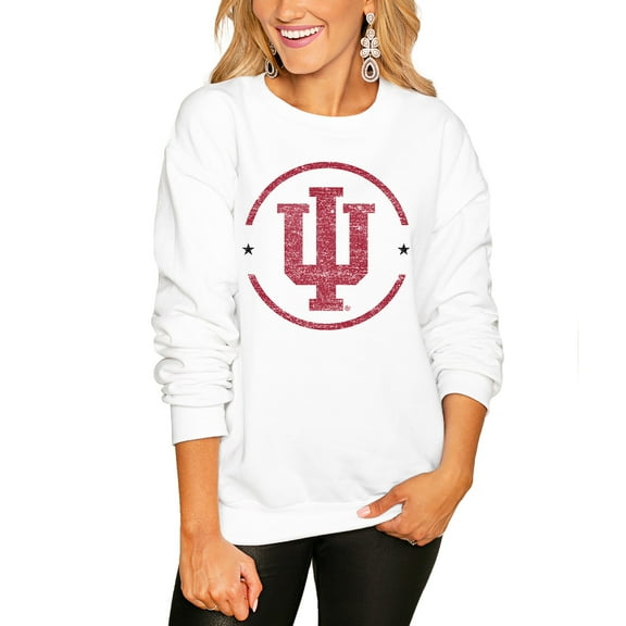 Women's Gameday Couture White Indiana Hoosiers End Zone Oversized Sweatshirt