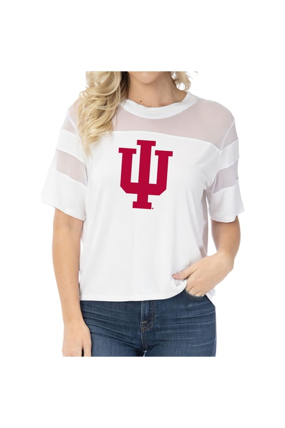Women's White Indiana Hoosiers Relaxed Avery Power Mesh Fashion Jersey