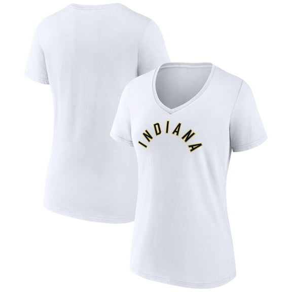 Women's White Indiana Pacers Wordmark V-Neck T-Shirt