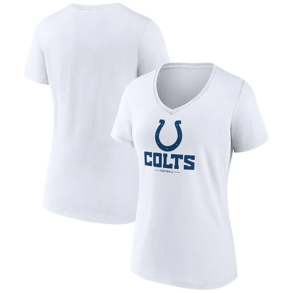 Women's White Indianapolis Colts Logo Team Lockup V-Neck T-Shirt