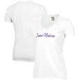 thumbnail image 1 of Women's  White James Madison Dukes Script Logo Comfort Wash V-Neck T-Shirt, 1 of 3