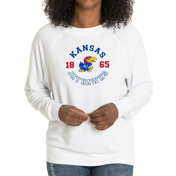 Women's White Kansas Jayhawks Rylee Raglan Tri-Blend Long Sleeve T-Shirt