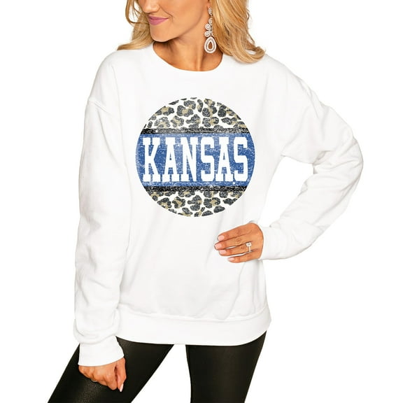 Women's White Kansas Jayhawks Scoop & Score Pullover Sweatshirt