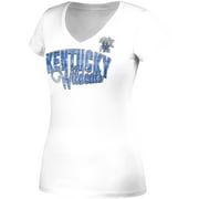 Women's White Kentucky Wildcats Distressed Screen Print T-Shirt