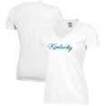 thumbnail image 1 of Women's  White Kentucky Wildcats Script Logo Comfort Wash V-Neck T-Shirt, 1 of 3