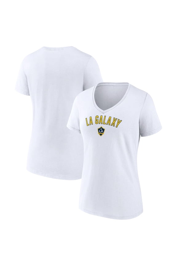 Women's White LA Galaxy Victory Arch Logo V-Neck T-Shirt