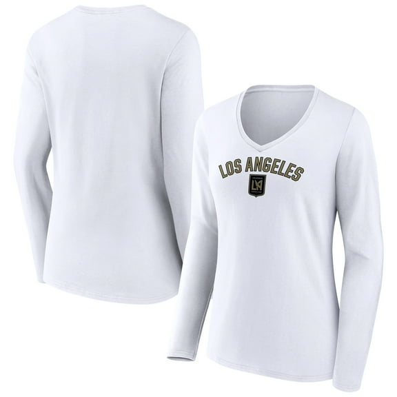Women's White LAFC Victory Arch Logo Long Sleeve V-Neck T-Shirt