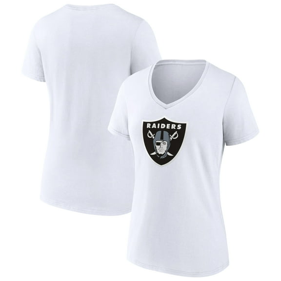 Women's White Las Vegas Raiders Primary Team Logo V-Neck T-Shirt