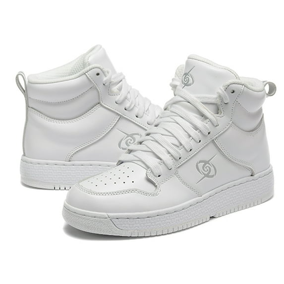 Women's White Leather High-Tops Lightweight Resilient Midsole, Sporty Versatility