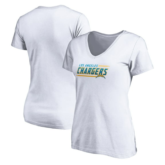 Women's White Los Angeles Chargers Mascot In Bounds V-Neck T-Shirt