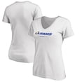 thumbnail image 1 of Women's White Los Angeles Rams Team Lockup V-Neck T-Shirt, 1 of 3