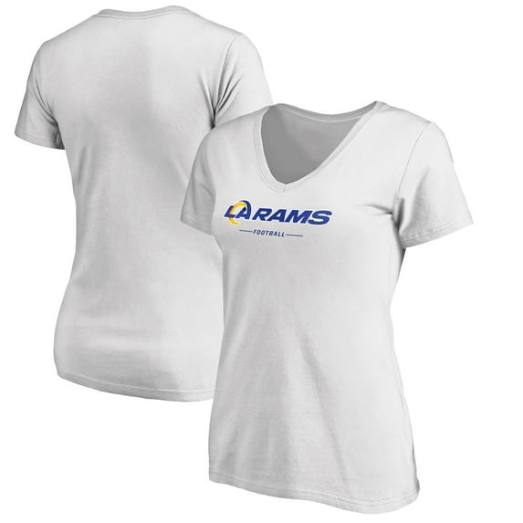 Women's White Los Angeles Rams Team Lockup V-Neck T-Shirt