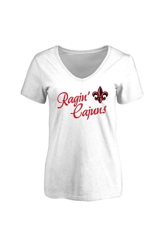 Women's White Louisiana-Lafayette Ragin Cajuns Dora V-Neck T-Shirt
