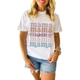 thumbnail image 1 of Women's White Mama Lettering Printed Crew Neck Tee - Casual Graphic T-Shirt | [ZhiHiMeRi] | (US 20-22)2XL, 1 of 8
