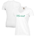 thumbnail image 1 of Women's  White Marshall Thundering Herd Script Logo Comfort Wash V-Neck T-Shirt, 1 of 3