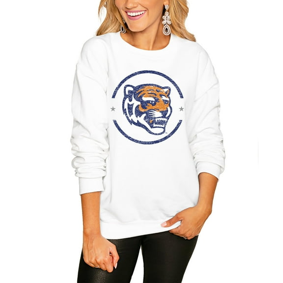 Women's Gameday Couture White Memphis Tigers End Zone Oversized Sweatshirt