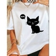 thumbnail image 1 of Women's White "Meow" Cat Graphic Tee Plus Size S-5XL, Cute Printed T-Shirt, Casual Oversized Top for Cat Lovers & Streetwear Enthusiasts, 1 of 5