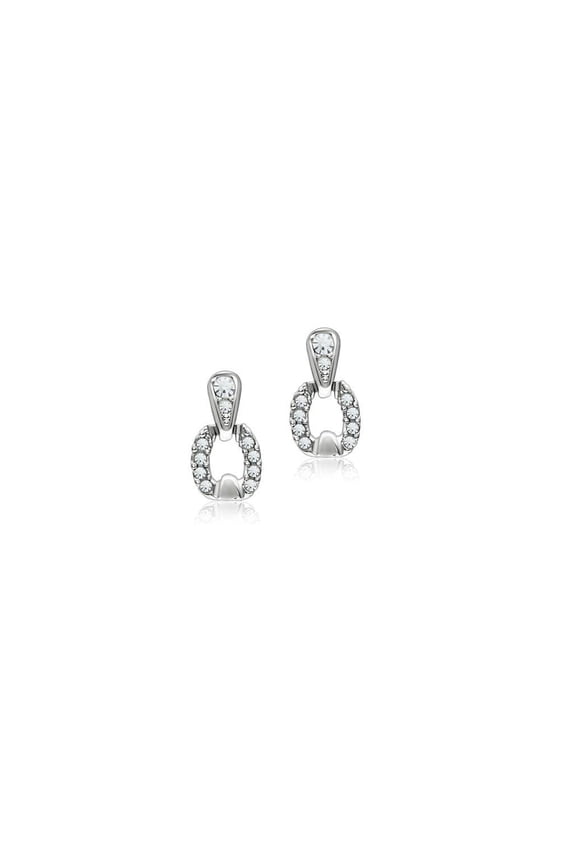 Women's White Metal Rhodium Crystal Clear 3.00(g) Dangle & Drop Earrings