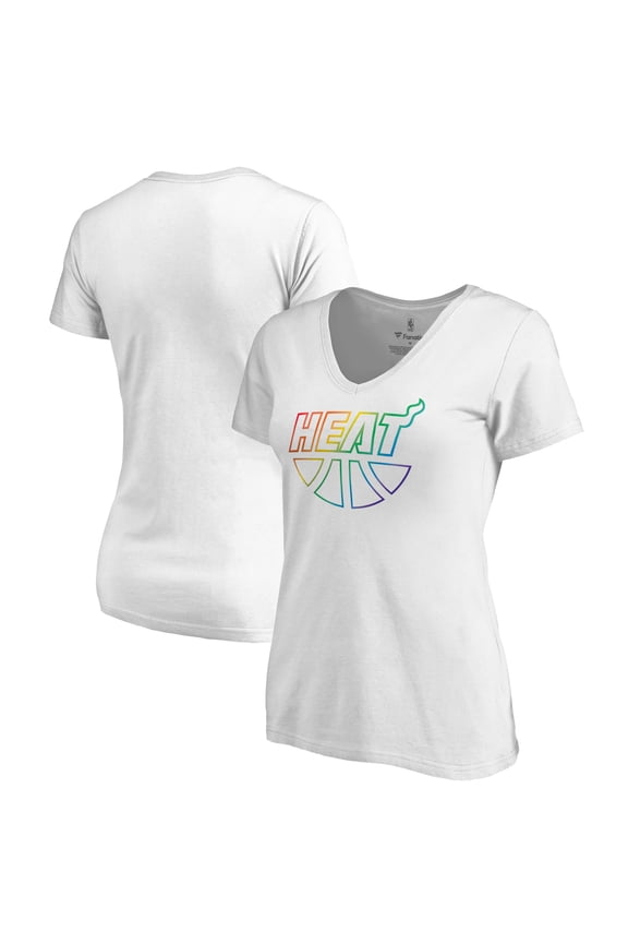 Women's White Miami Heat Team Pride Wordmark V-Neck T-Shirt
