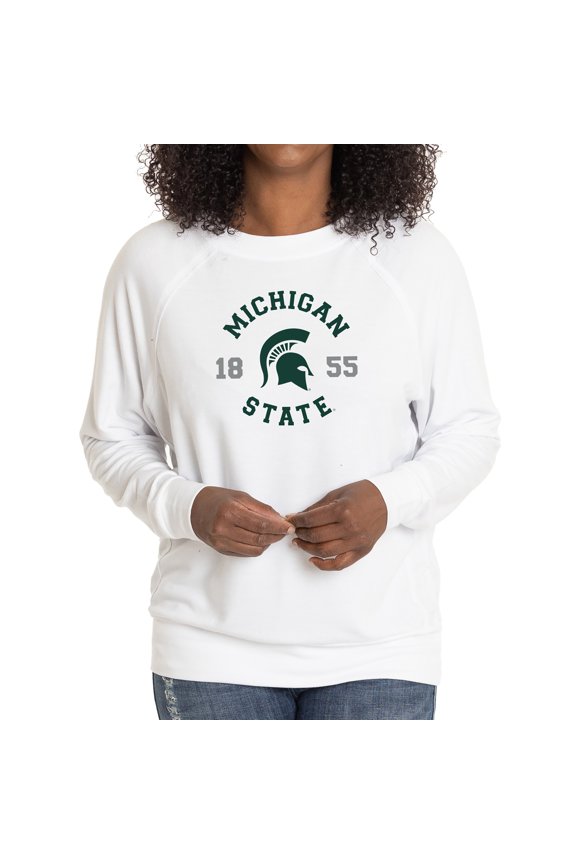Women's White Michigan State Spartans Rylee Raglan Tri-Blend Long Sleeve T-Shirt