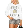 thumbnail image 1 of Women's White Michigan Wolverines  Seal of Approval Oversized Perfect Pullover Sweatshirt, 1 of 1