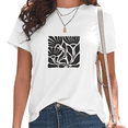thumbnail image 1 of Women's White Minimalist Abstract Floral Block Print T-Shirt Casual Short Sleeve Tees for Cottagecore Nature Gift Tops S-5XL, 1 of 5