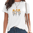 thumbnail image 1 of Women's White Minimalist Yellow Wildflower Print T-Shirt Casual Short Sleeve Tees for Cottagecore Nature Gift Tops S-5XL, 1 of 5