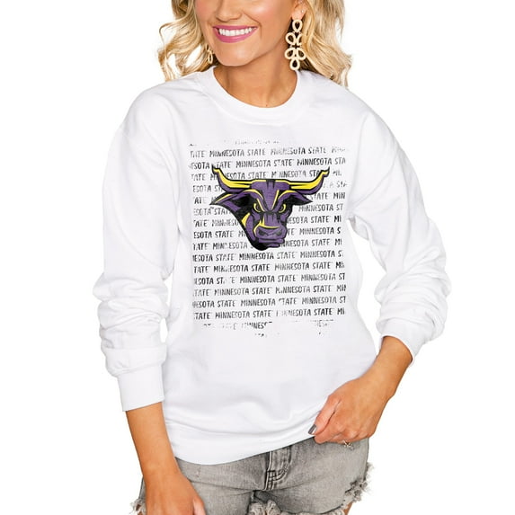 Women's White Minnesota State University Mankato Bold Type Perfect Pullover Sweatshirt