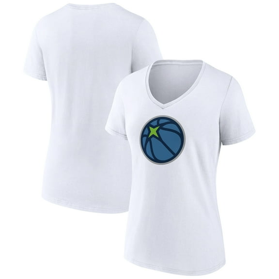 Women's White Minnesota Timberwolves Alternate Logo V-Neck T-Shirt