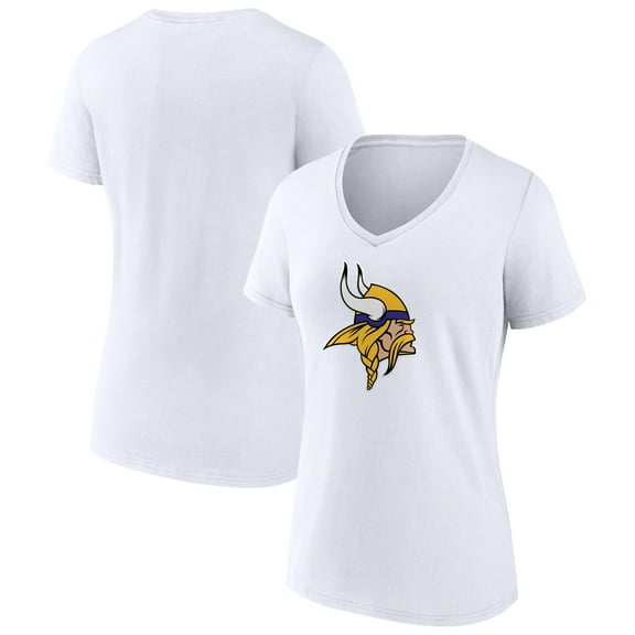 Women's White Minnesota Vikings Primary Team Logo V-Neck T-Shirt