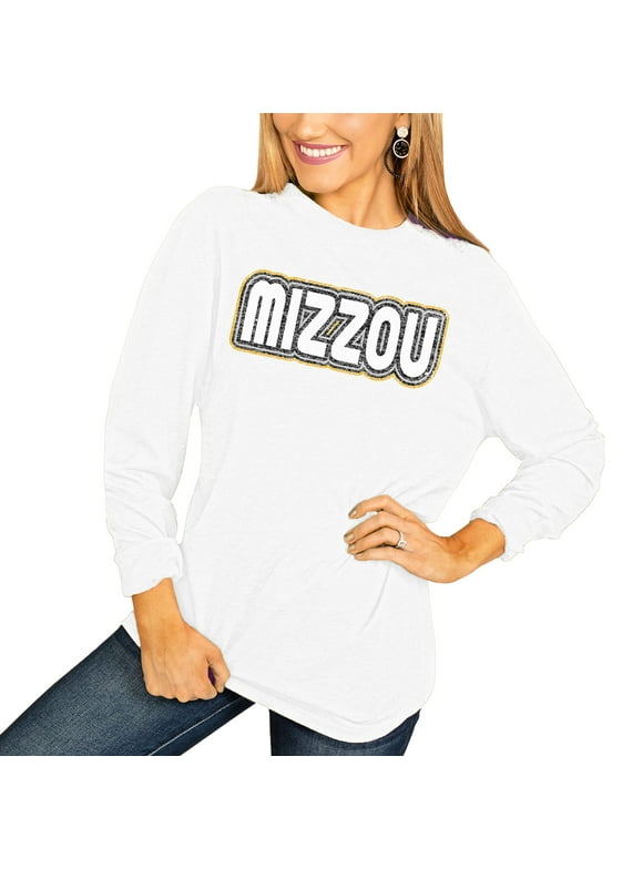Women's White Missouri Tigers It's A Win Vintage Vibe Long Sleeve T-Shirt