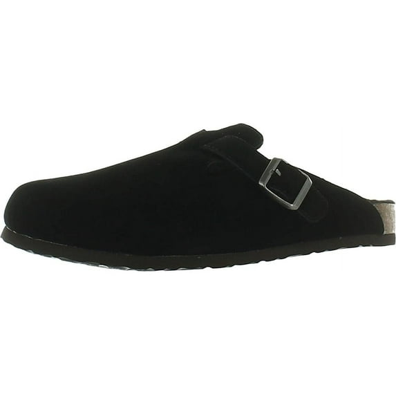 Women's White Mountain Bari Buckle Clog Black Suede/Faux Fur 8 M