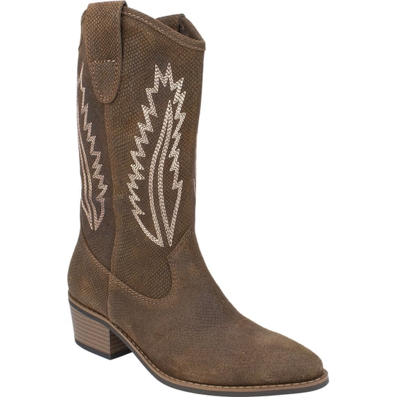 Women's White Mountain Caraway Cowgirl Boot Brown Leather 6 M