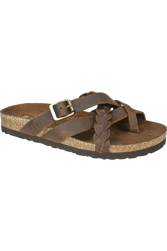 Women's White Mountain Harrington Slide Brown Crazy Horse Leather 12 M