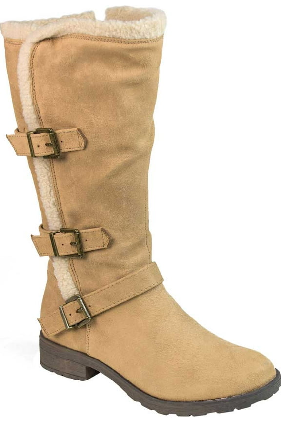 Women's White Mountain Santell Tall Buckle Boot Chestnut Waxy Fabric 11 M