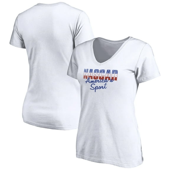 Women's White NASCAR Classic America's Sport V-Neck T-Shirt