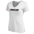 thumbnail image 1 of Women's White NASCAR V-Neck T-Shirt, 1 of 3
