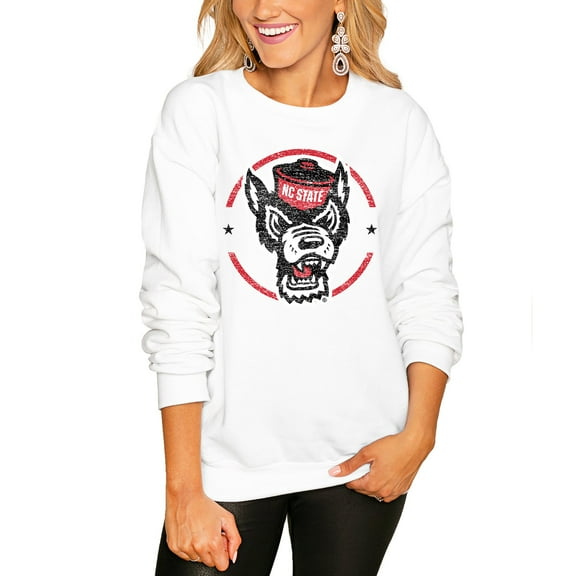 Women's Gameday Couture White NC State Wolfpack End Zone Oversized Sweatshirt