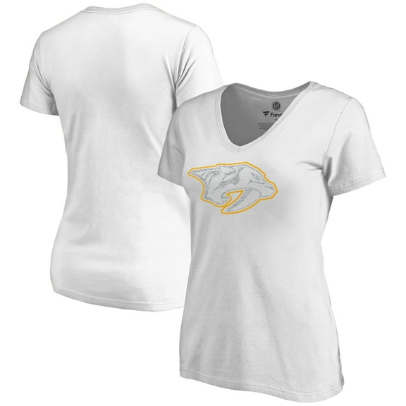 Women's White Nashville Predators Whiteout V-Neck T-Shirt