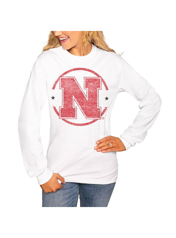 Women's White Nebraska Huskers End Zone Long Sleeve T-Shirt