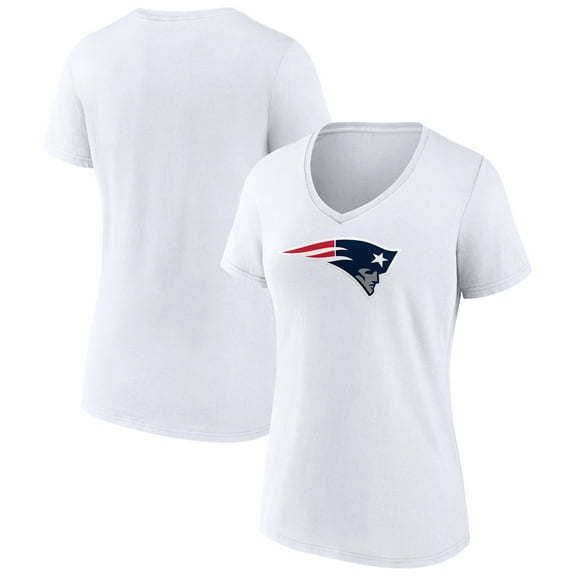 Women's White New England Patriots Primary Team Logo V-Neck T-Shirt