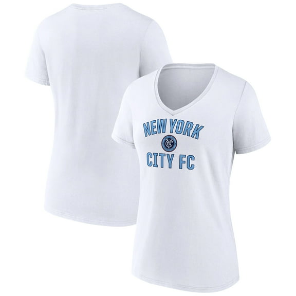 Women's White New York City FC Victory Arch Logo V-Neck T-Shirt