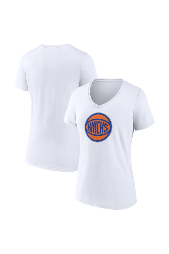 Women's  White New York Knicks Alternate Logo V-Neck T-Shirt
