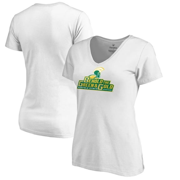 Women's White Norfolk State Spartans Alternate Auxillary Logo V-Neck T-Shirt