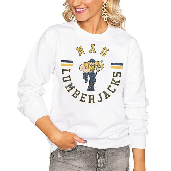 Women's Gameday Couture White Northern Arizona Lumberjacks Oversized Vintage Days Perfect Crew Sweatshirt