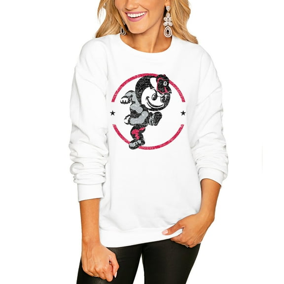 Women's Gameday Couture White Ohio State Buckeyes End Zone Oversized Sweatshirt